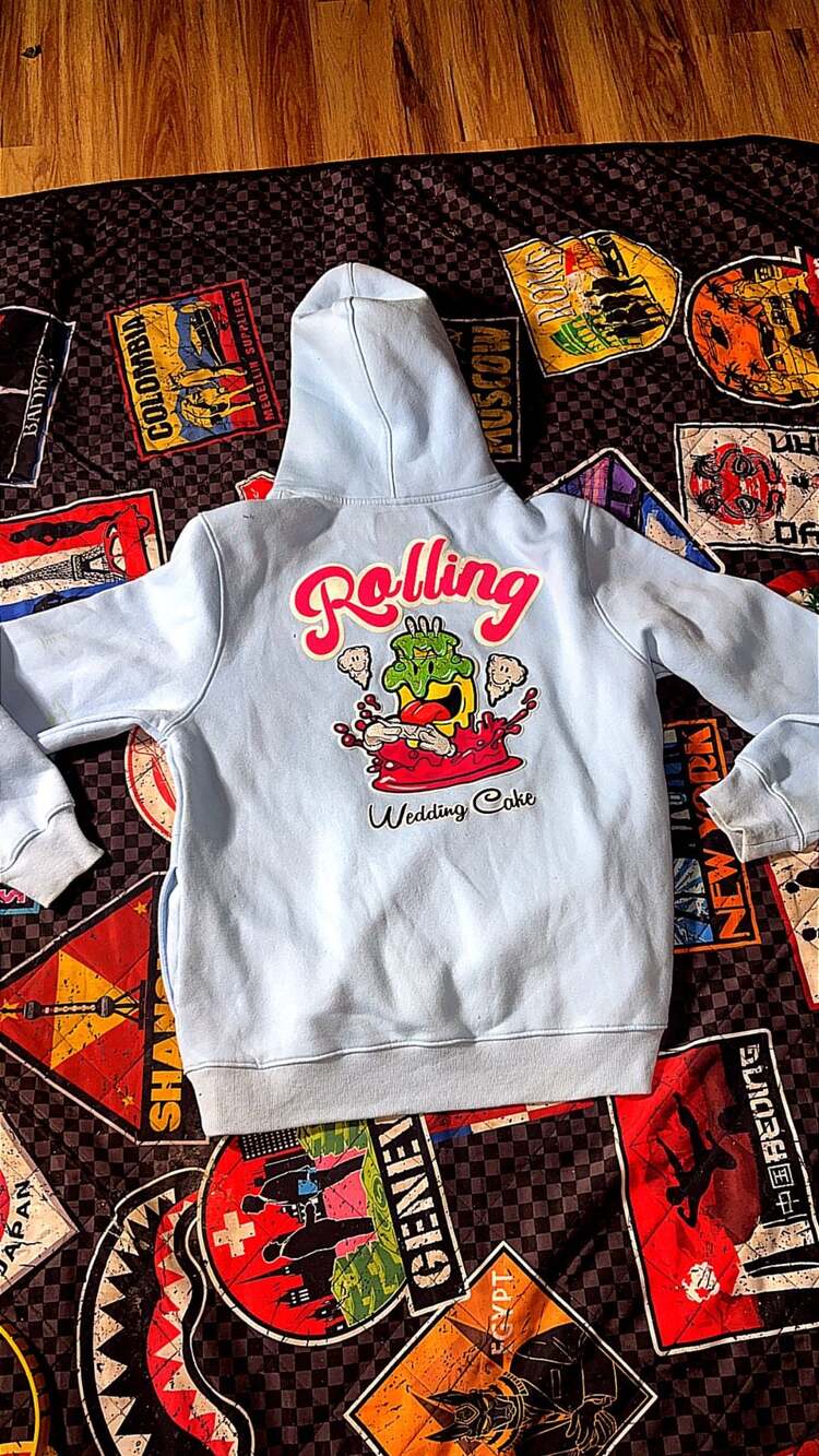 Wake Bake and Cake Rolling Wedding Cake Graphic Hoodie